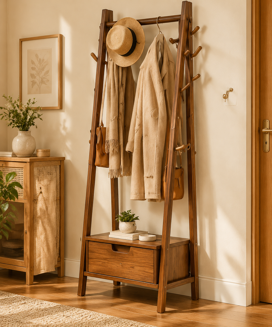 Ladder Style Wooden Coat Rack