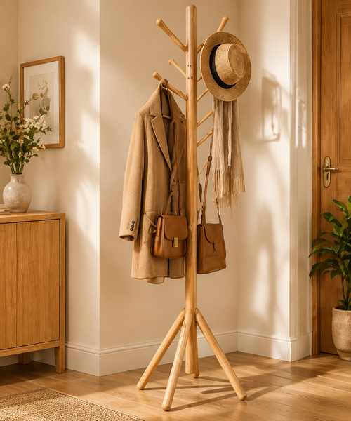 Natural Wood Tree Coat Rack
