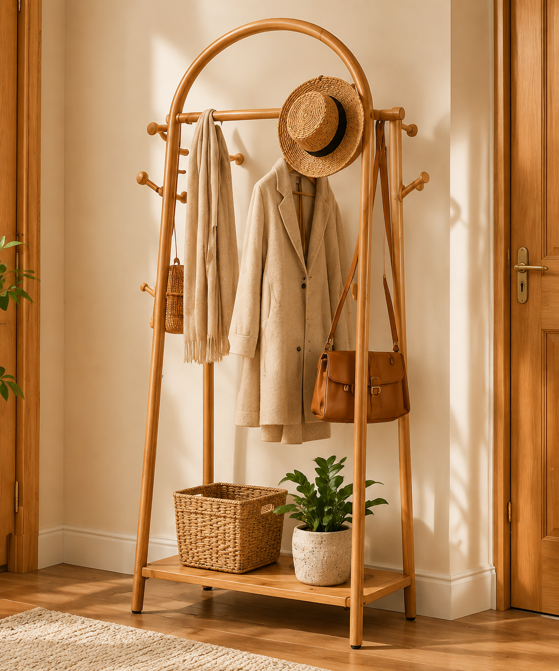 Arched Wooden Garment Rack