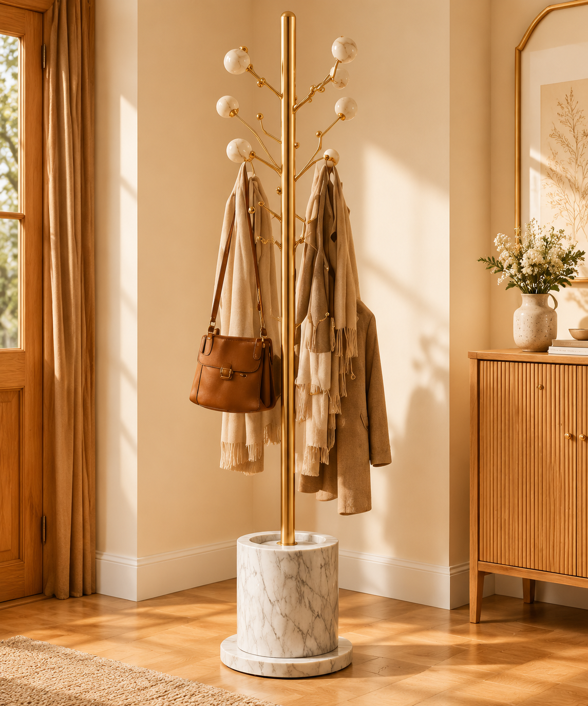 Gold Marble Base Coat Stand