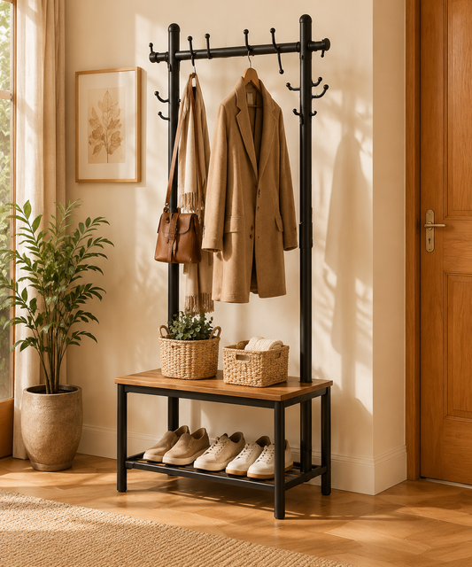Industrial Black Entryway Hall Tree